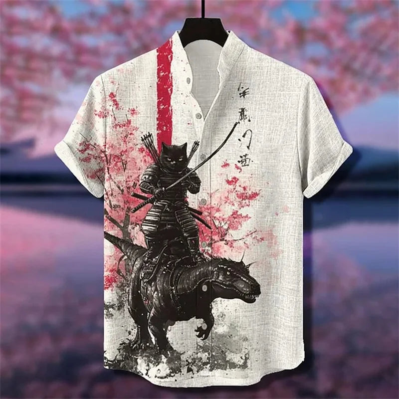 Cat Printed Pattern Men's Shirt