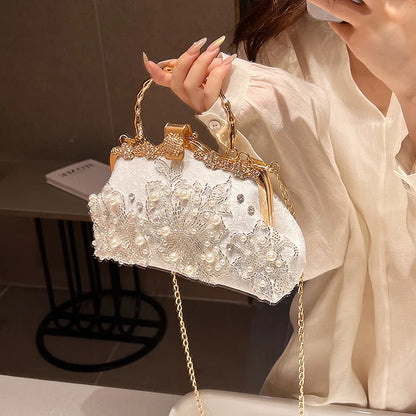 Flowers Diamond Top Handle Bag