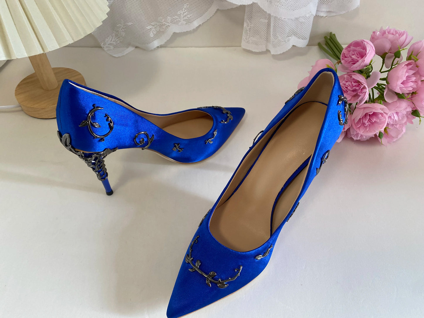 Leaves Metal Heel Pumps For Women