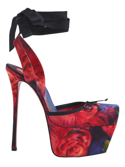 Stiletto Sandals Square Headband Butterfly  Heels