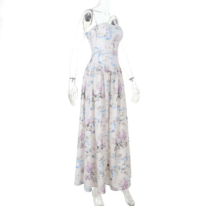 Floral Printed Sexy A-line Dress Women