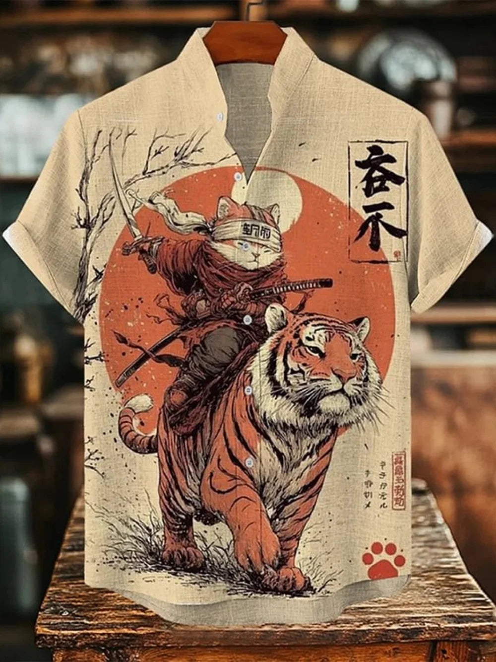 Retro art printed button up shirt for Men