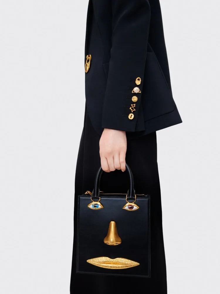 Mini Face Leather Handbag