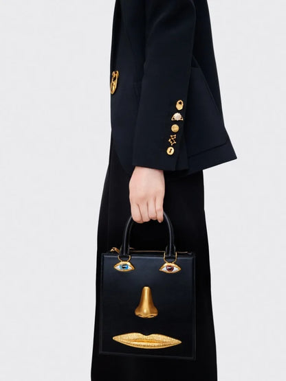 Mini Face Leather Handbag