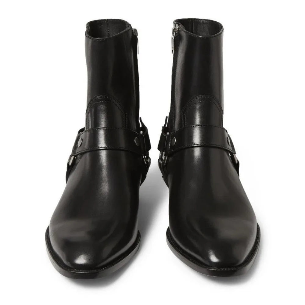 Thick-Soled Pointed-Toed Chelsea British Casual High-Heeled Ankle Boots