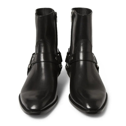 Thick-Soled Pointed-Toed Chelsea British Casual High-Heeled Ankle Boots