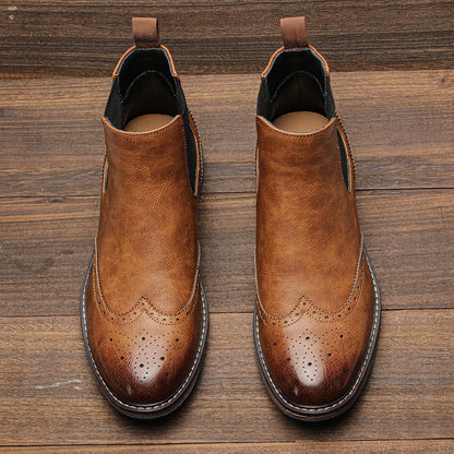 Classic Red Wine Chelsea Boots For Men