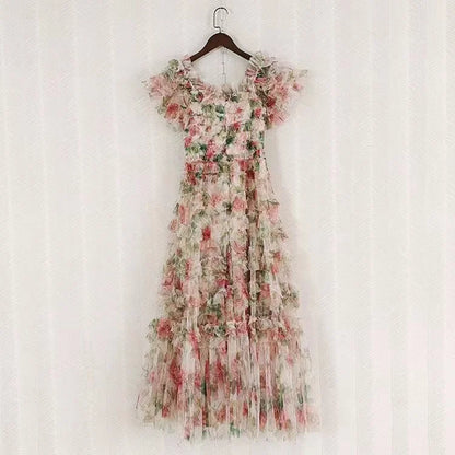 Runway Summer Holiday Floral Long Prom Dress For Women