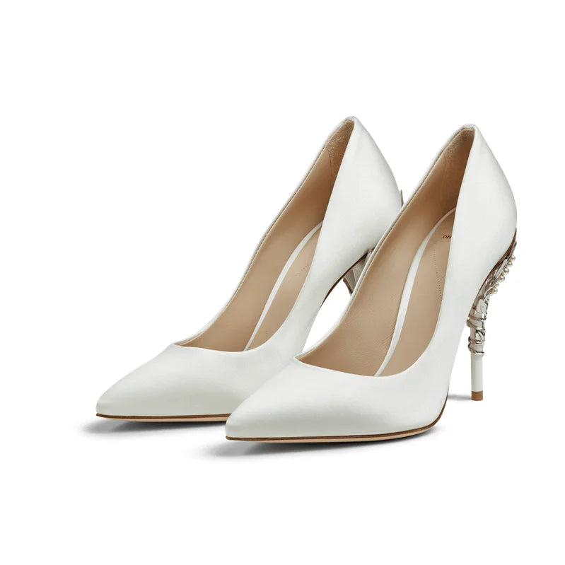 Leaves Metal Heel Pumps For Women