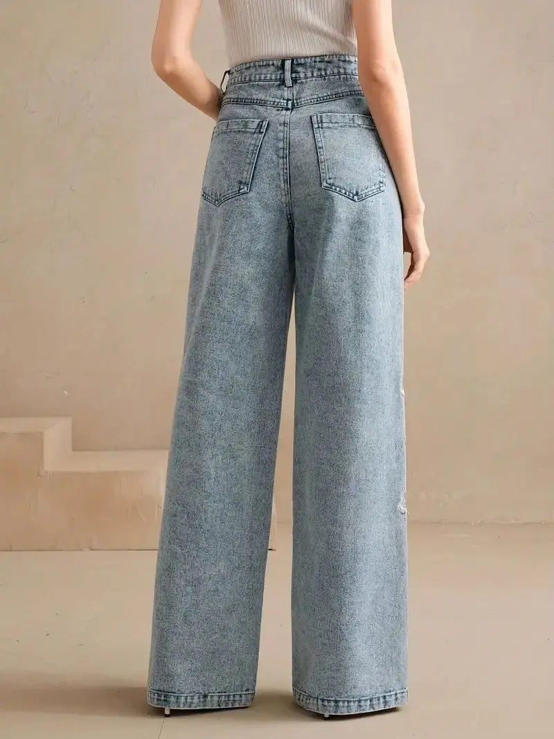Washed Embroidery  Denim