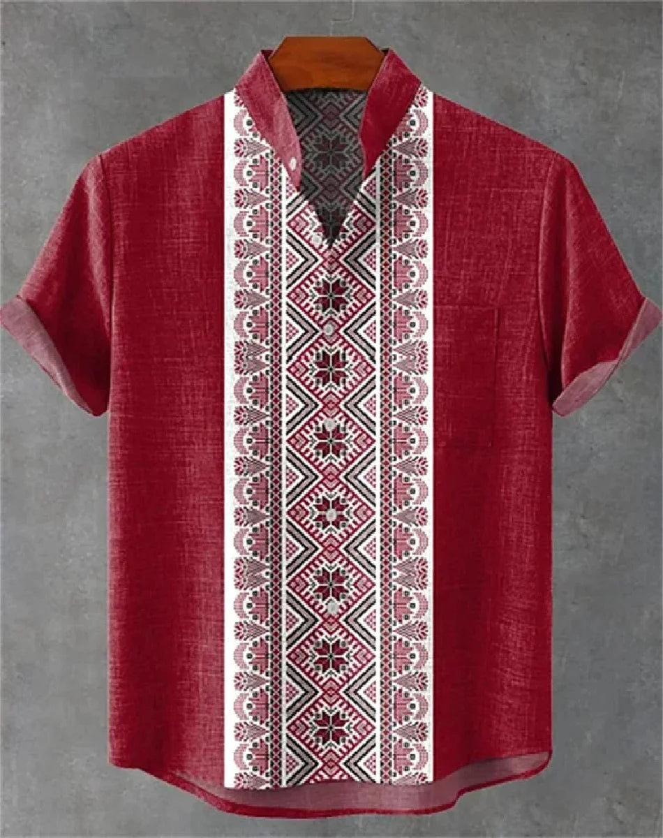 linen short-sleeved shirt