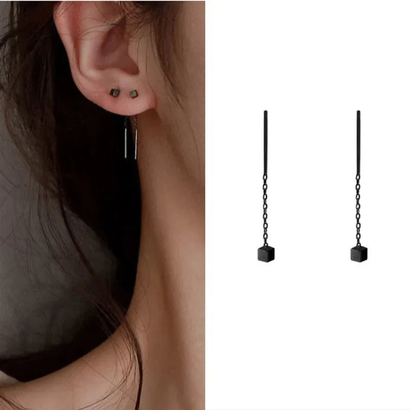 Rose Gold Color Zircon Crystal Threader Earing