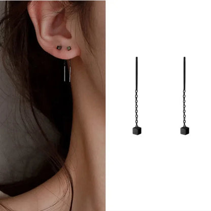 Rose Gold Color Zircon Crystal Threader Earing