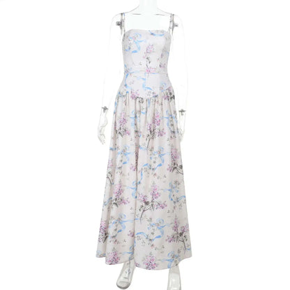 Floral Printed Sexy A-line Dress Women