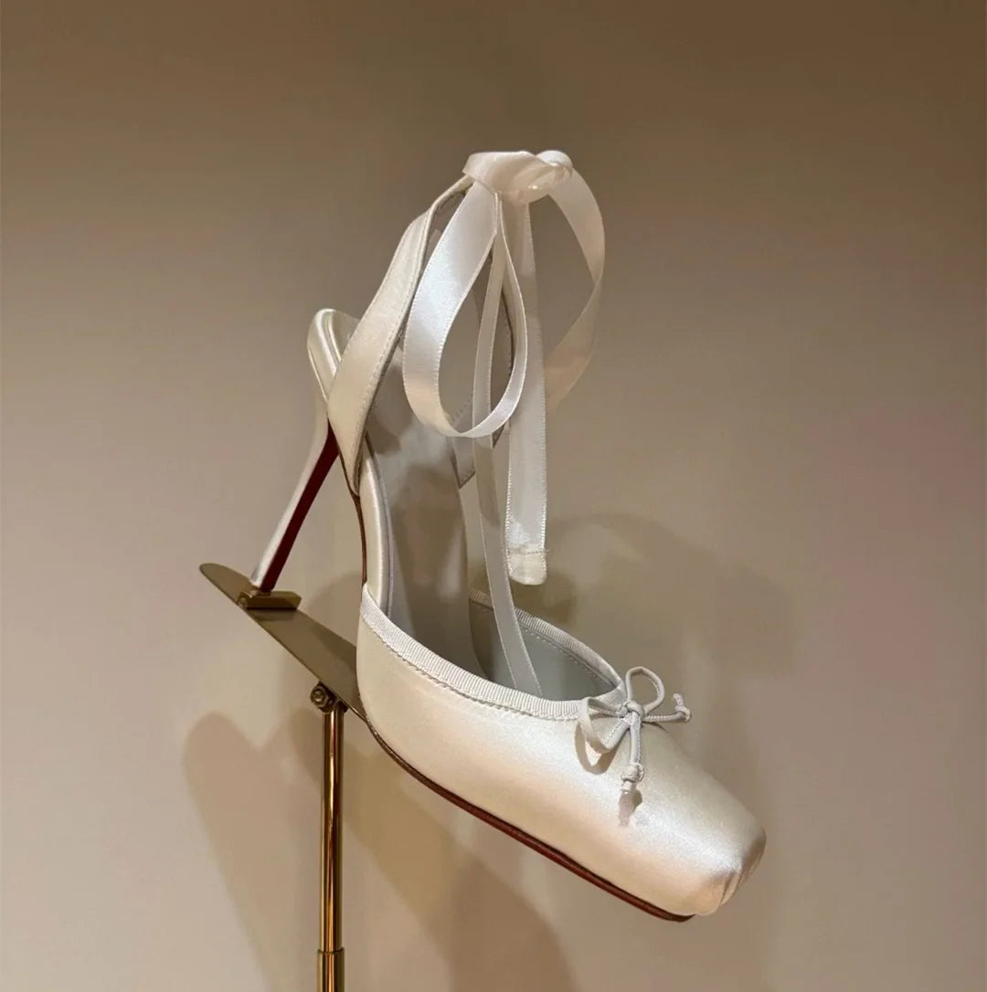 Stiletto Sandals Square Headband Butterfly  Heels