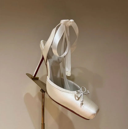 Stiletto Sandals Square Headband Butterfly  Heels