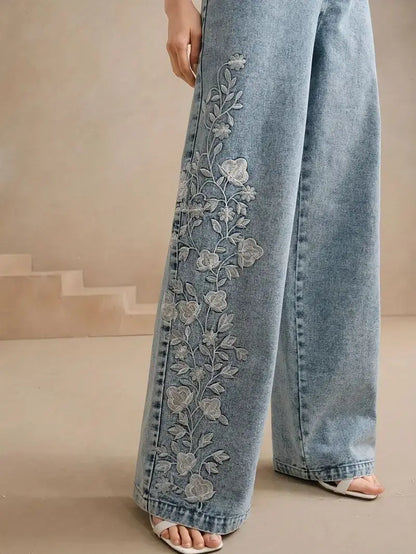 Washed Embroidery  Denim