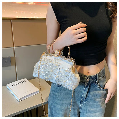Flowers Diamond Top Handle Bag