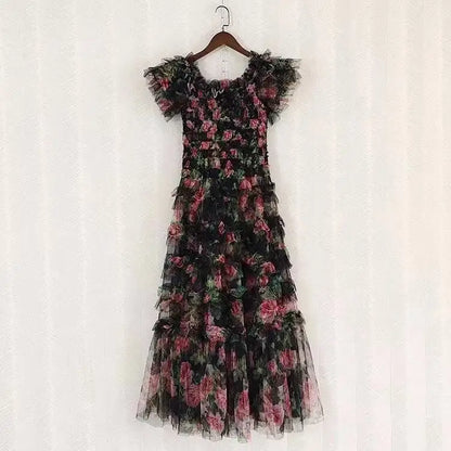 Runway Summer Holiday Floral Long Prom Dress For Women