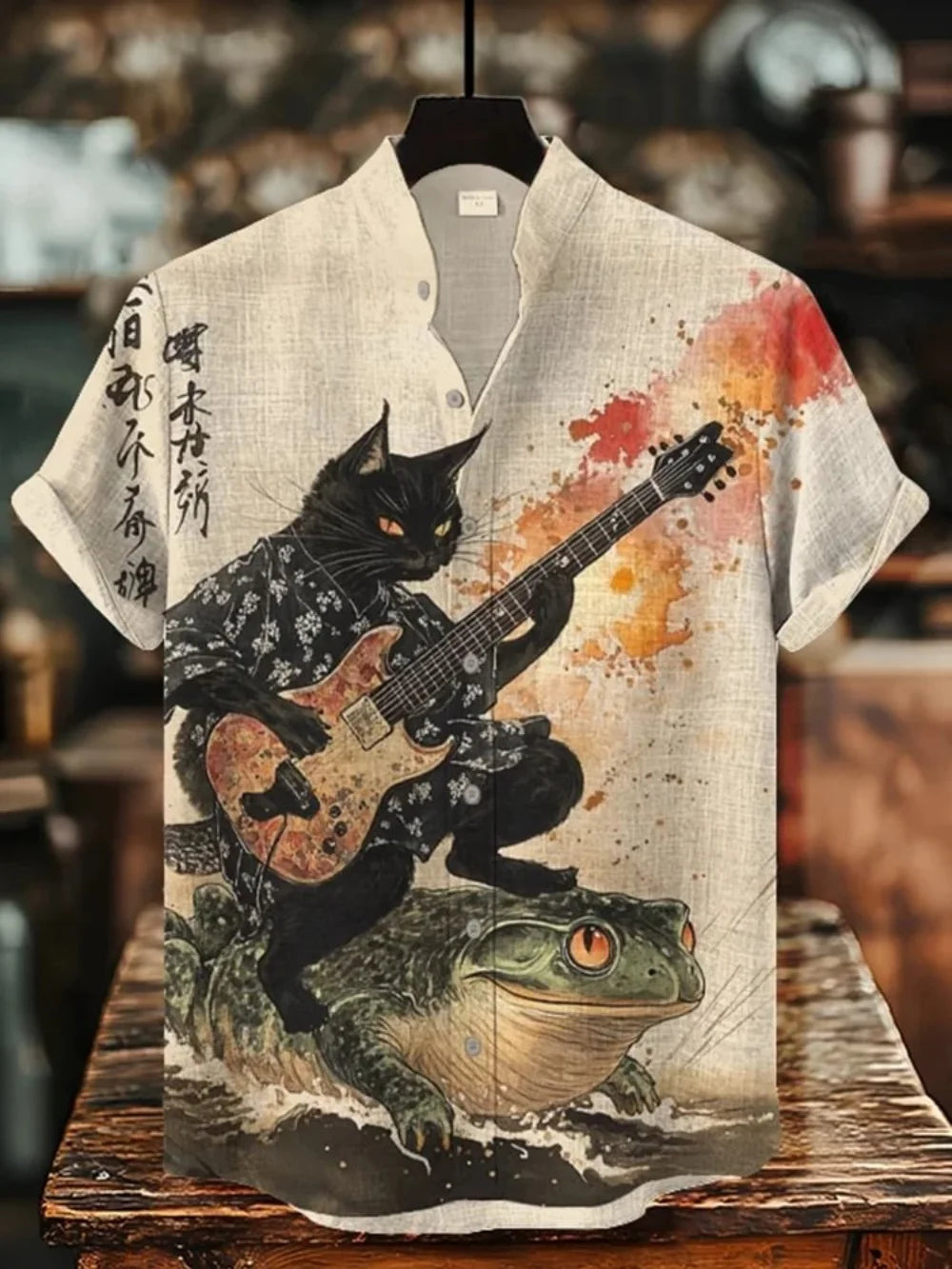 Retro art printed button up shirt for Men