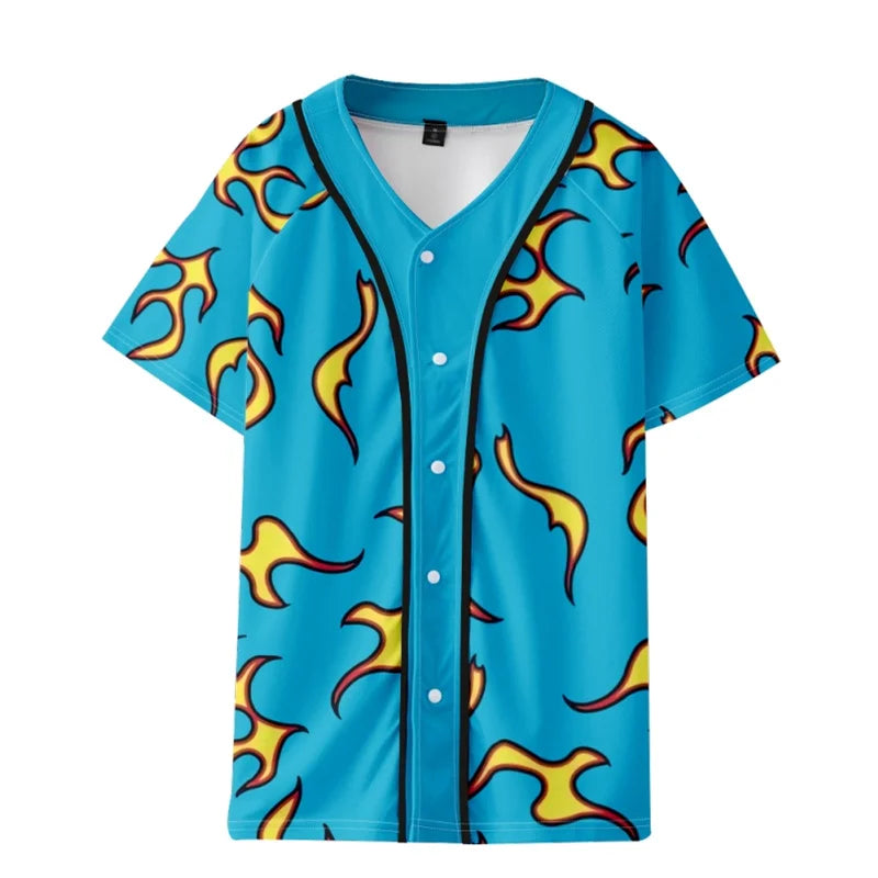 Golf Fire Flame Blue Hawaiian Shirt for Men's