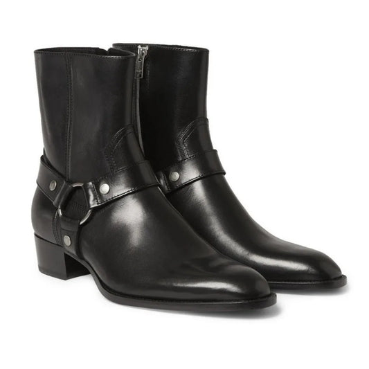 Thick-Soled Pointed-Toed Chelsea British Casual High-Heeled Ankle Boots