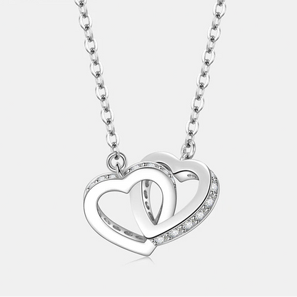 Silver Double Heart Design Necklace