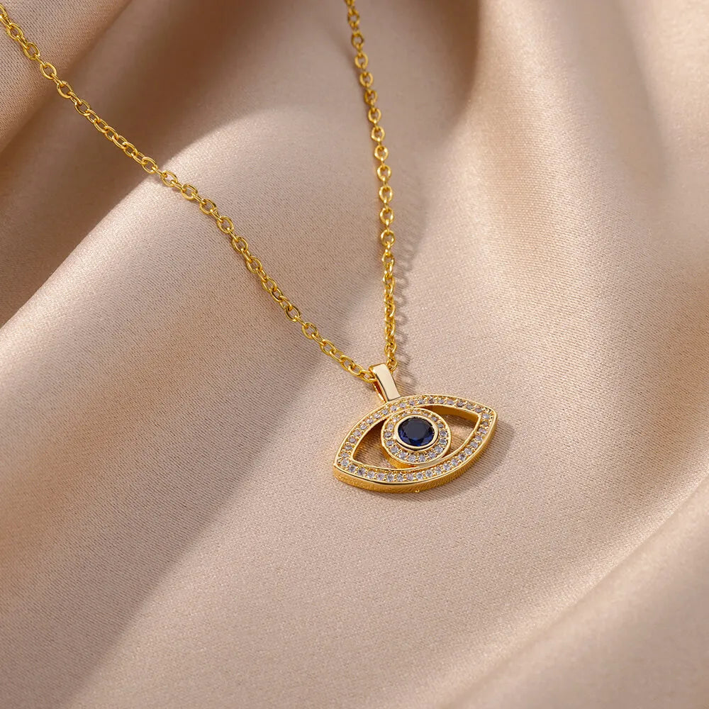 Zircon Evil Eye Pendant Necklace for Women