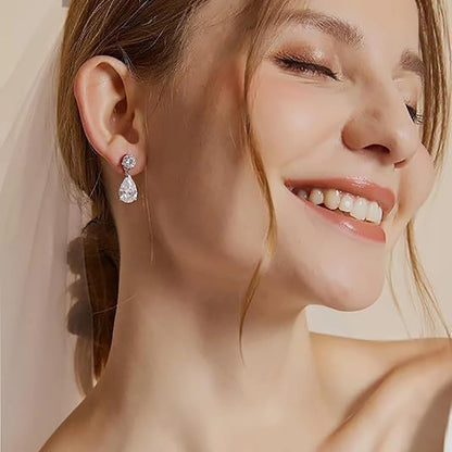 Pear Cut Moissanite Diamond Drop Earring for Women
