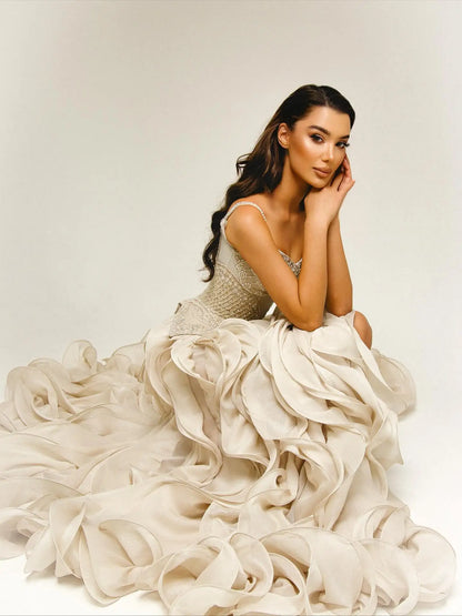 Sling Evening Square Collar Beaded Vestidos