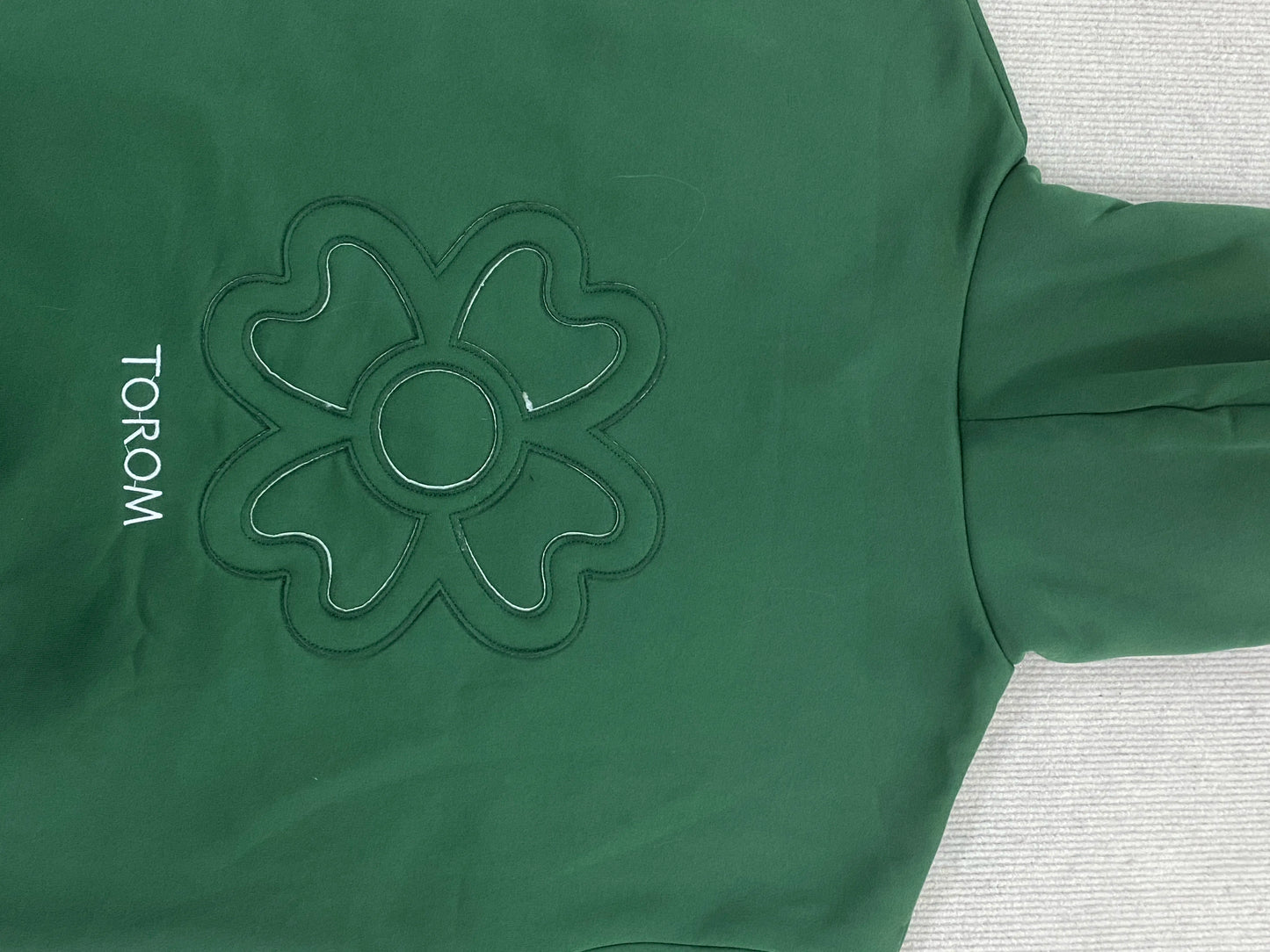 Olive Green Embroidered Zip Hoodie for Unisex