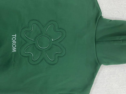 Olive Green Embroidered Zip Hoodie for Unisex
