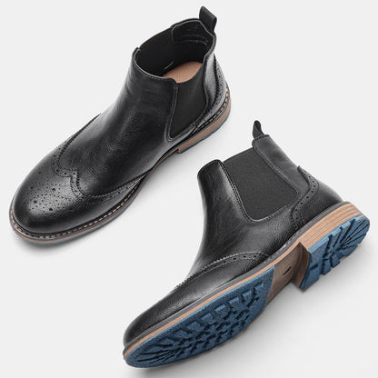 Classic Red Wine Chelsea Boots For Men