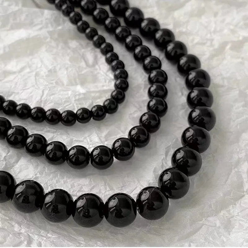 Black Imitation Pearl Choker Necklace