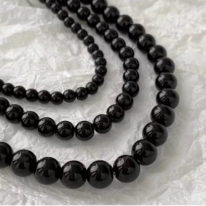 Black Imitation Pearl Choker Necklace