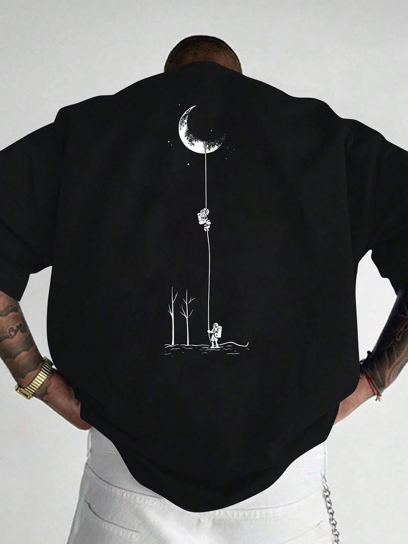 Astronaut landing round neck short sleeved T-shirt for Unisex