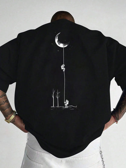 Astronaut landing round neck short sleeved T-shirt for Unisex