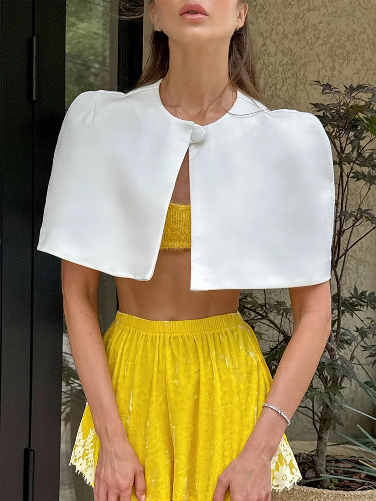 Capelet Shiny Tweed Shoulder Top