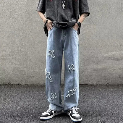Men Straight Leg Denim Jeans