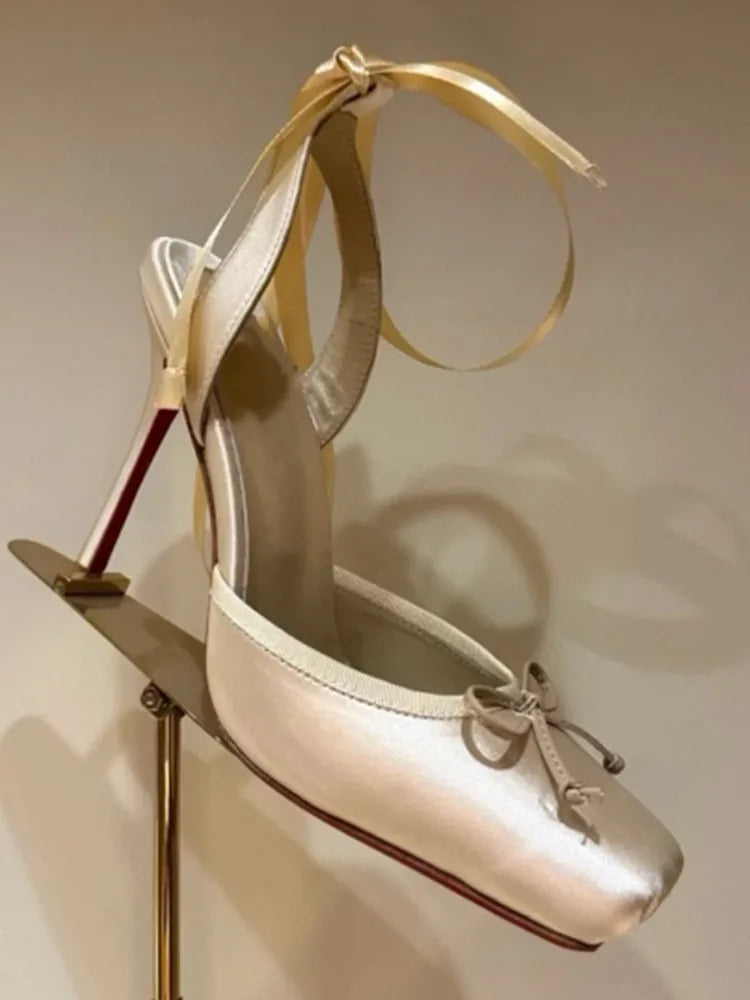 Stiletto Sandals Square Headband Butterfly  Heels