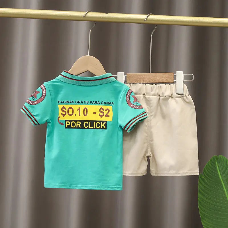 Summer Cotton Short sleeve fashion Suit 2PCS