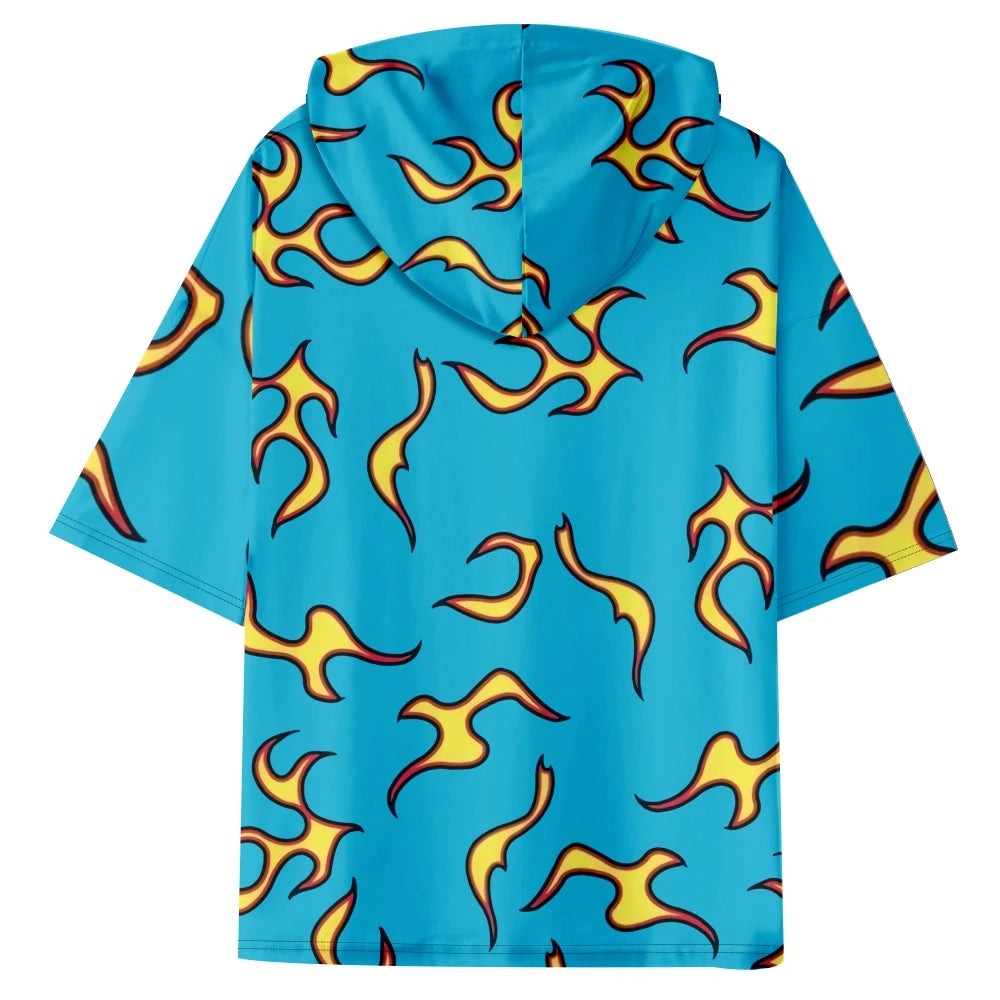 Golf Fire Flame Blue Hawaiian Shirt for Men's