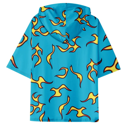 Golf Fire Flame Blue Hawaiian Shirt for Men's