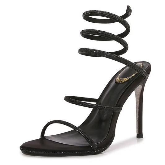 Snake Twine Around Crystal Women Sandals