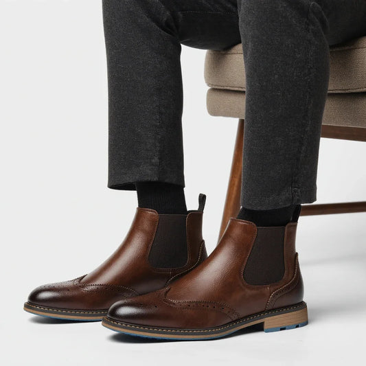 Classic Red Wine Chelsea Boots For Men