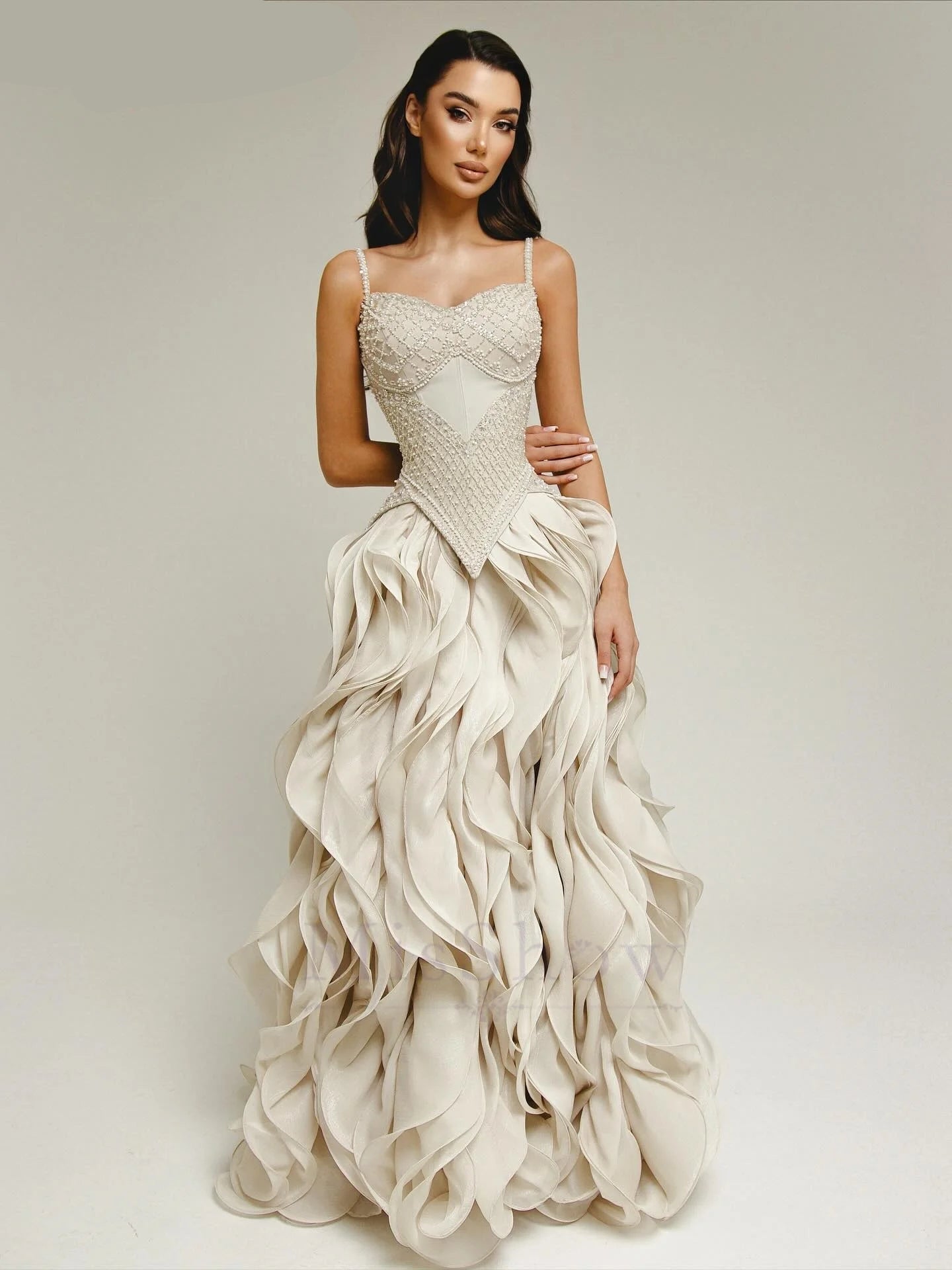 Sling Evening Square Collar Beaded Vestidos