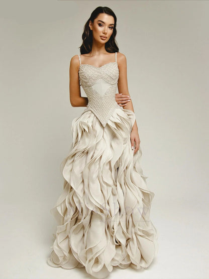 Sling Evening Square Collar Beaded Vestidos