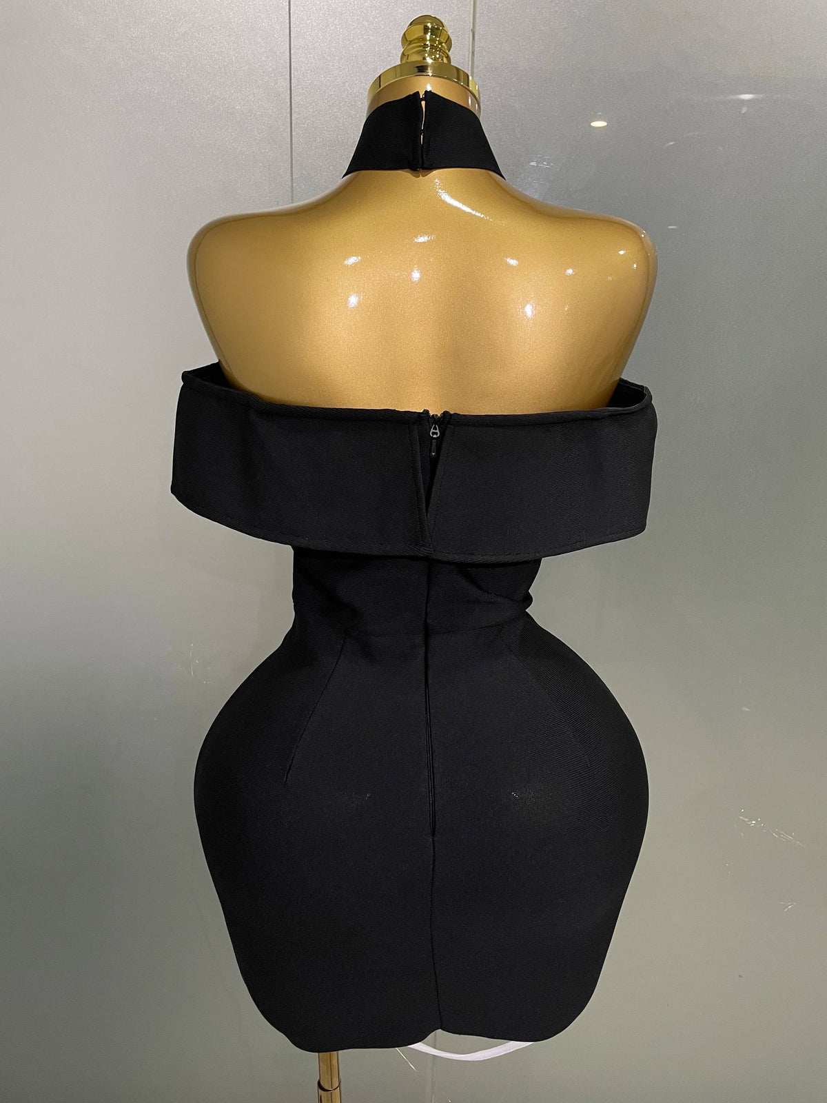 White Flower Black Mini Bodycon Bandage Dress