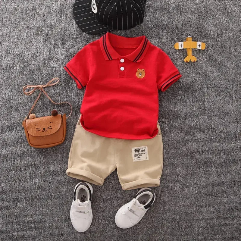Summer Cotton Short sleeve fashion Suit 2PCS
