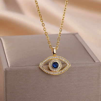 Zircon Evil Eye Pendant Necklace for Women
